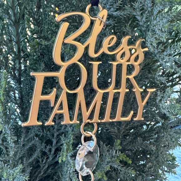 “Bless Our Family” Metal and Crystal Ornament - Picture 1 of 3